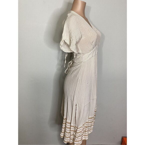 New. Faithfull the Brand Beige Striped Midi Dress. Size 4. Retails $180 - Picture 11 of 16